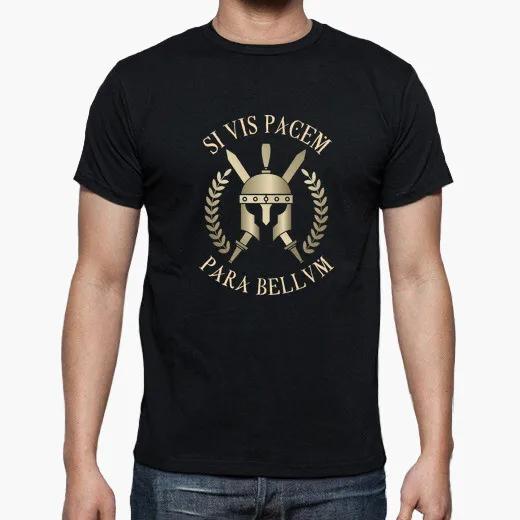 Se Vuoi la Pace Prepara la Guerra Elmo Spartano Spade Incrociate Maglietta Estiva Cotone Girocollo Manica Corta T-Shirt da Uomo Nuova S3XL