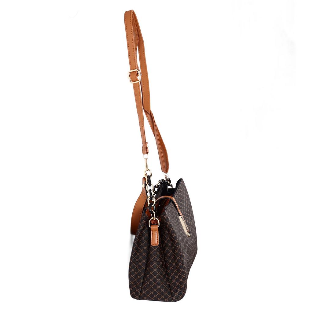 Damen Handtasche Handtasche Langer Riemen Hübsches Design Einzelne Schulter Handtasche für Strandparty Reise Kaffee mit Braun Kostenlos