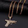 Stylish Submachine Guns Pendant Dazzling White Gold Plated Chain Hipsters Streetwear Diamond Accessory for Women and Men