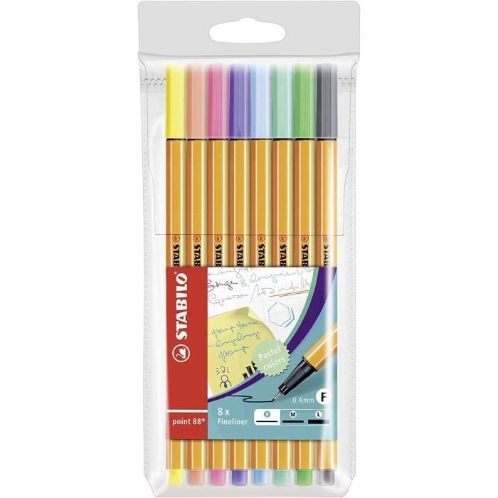 Stylo-feutre pointe fine 0,4mm - STABILO - Lot de 10 pochettes de 8 stylos-feutres pastel