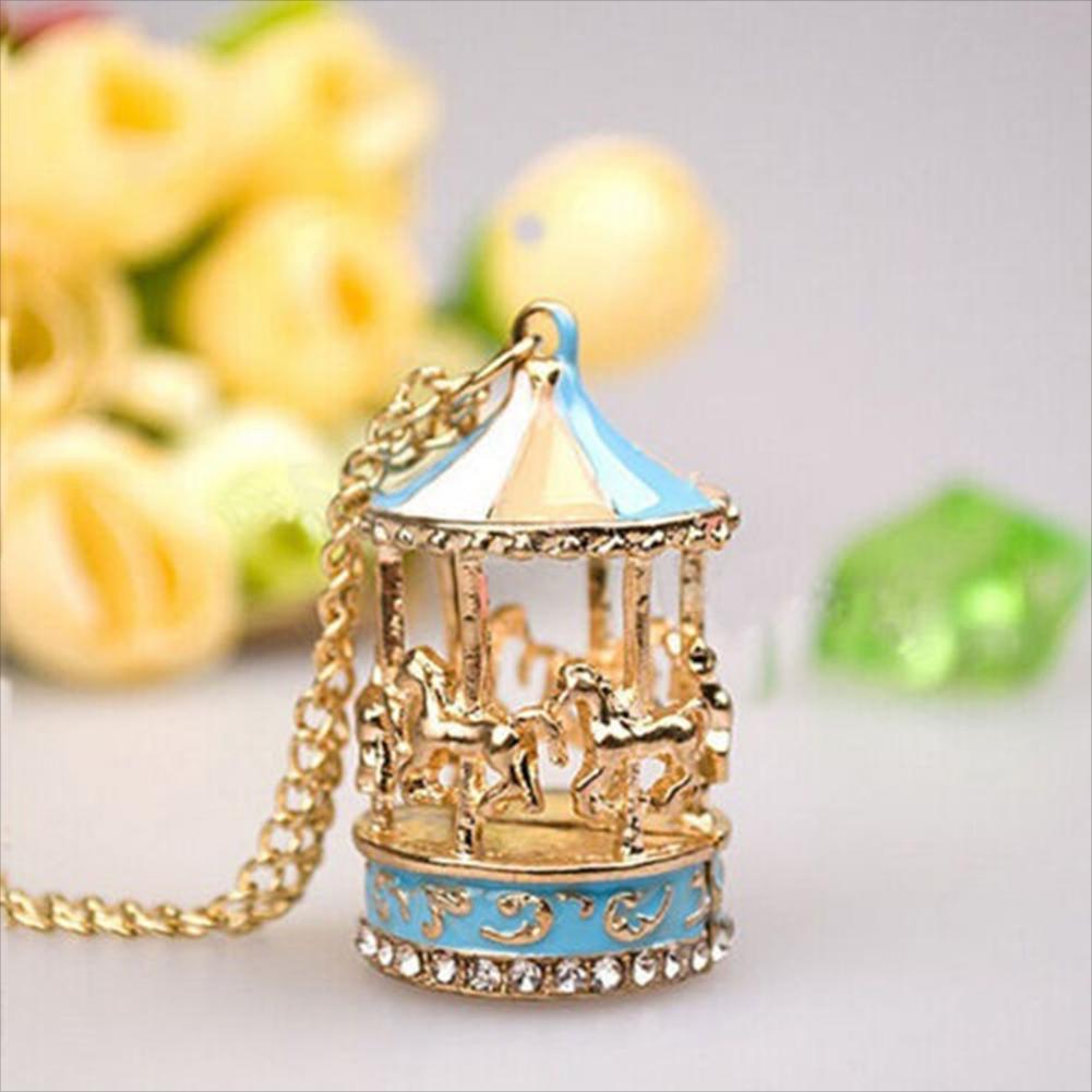 BLUELANS NECKLACE Wonderful Pendant Sweater Chain Carousel Merry-Go-Round Enamel Charm Necklace Women Present
