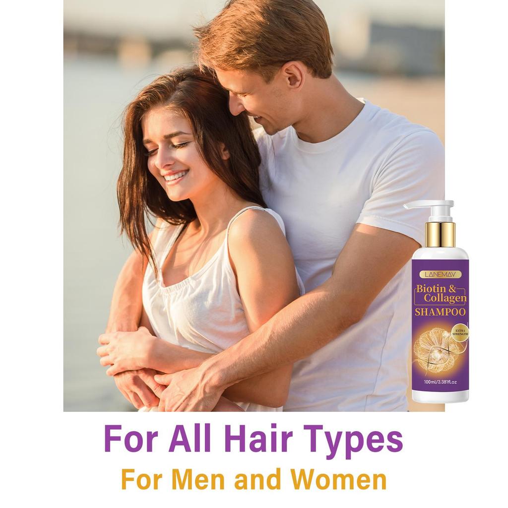 Biotin & Collagen Shampoo - Refresh Scalp and Stronger Hair Volume  - Deeply Clean & Care for all Types Hair,100ml