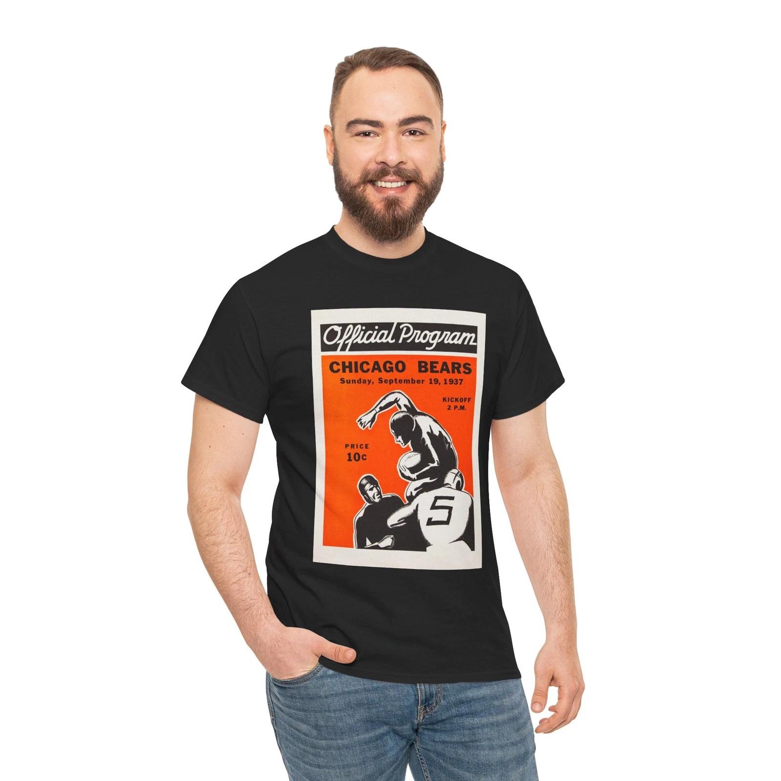 Chicago Bears 1937 Program Cover ArT-Shirt Sports Football retro art M