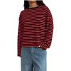 Women's Striped Long Sleeve T-Shirt Loose Fit Round Neck Color Block Casual Layering Top