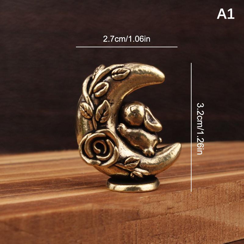 Niedliche Messingstatue Kaninchen im Vintage-Stil Kaninchenfigur Feng Shui Landschaftsbau Heim Schreibtisch Büro Regal Ornament Osterdekoration