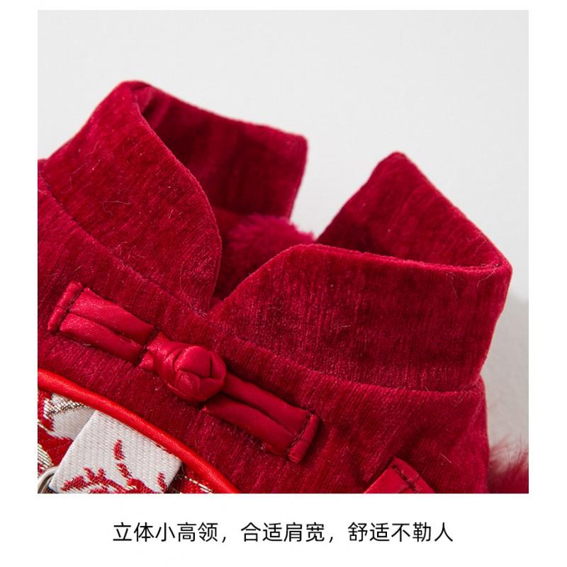 Winter Dog Vest Chinese Style Tang Suit Small Medium Dogs Teddy Warm Lined Pet Clothing