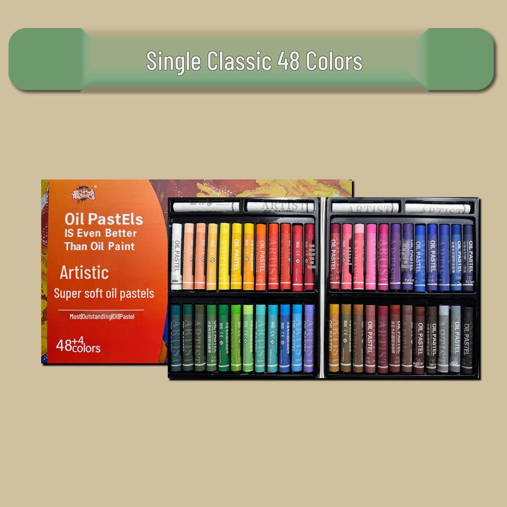 48-Color Super Soft Oil Pastels Set with Scraper - Child's Painting Kit