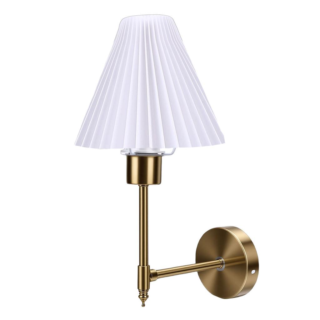 Gold Fabric Lampshade Nordic   Modern Rechargeable Cordless Wall Lamp for Bedroom Living Room
