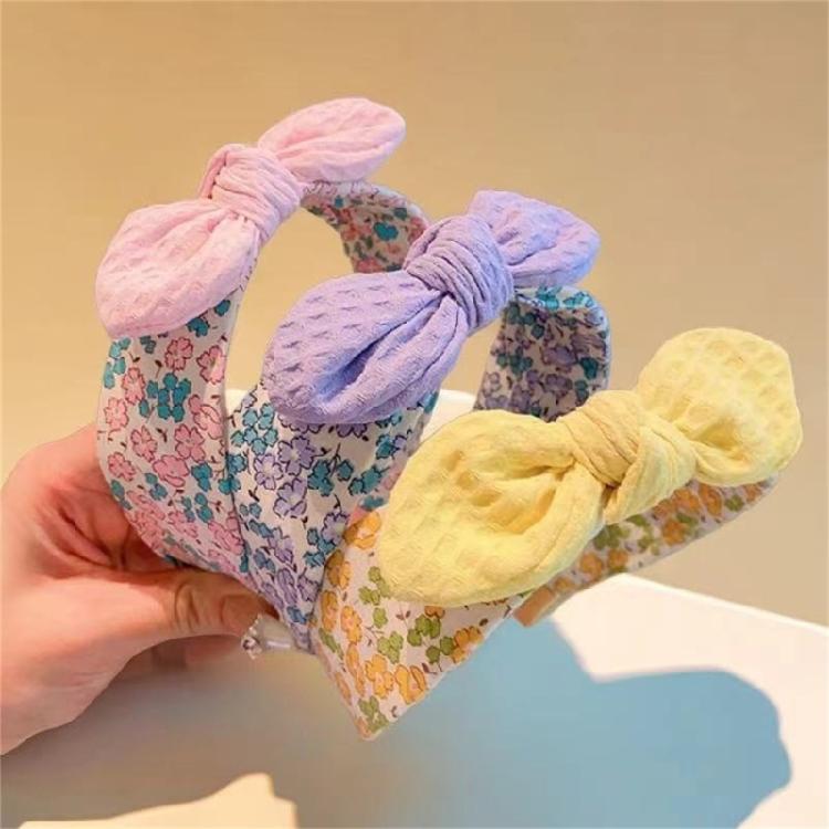 Children Knotted Bowknot Hairband Flower Print Hairhoop for Casual Wear And Spring DressingUp Accessory Party Headwear