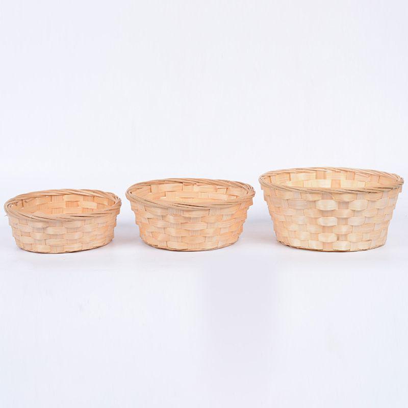 Bamboo Woven Bread Basket Snacks Container Food Display Basketry Kitchen Fruit Vegetables Egg Storage Tray Wicker Basket