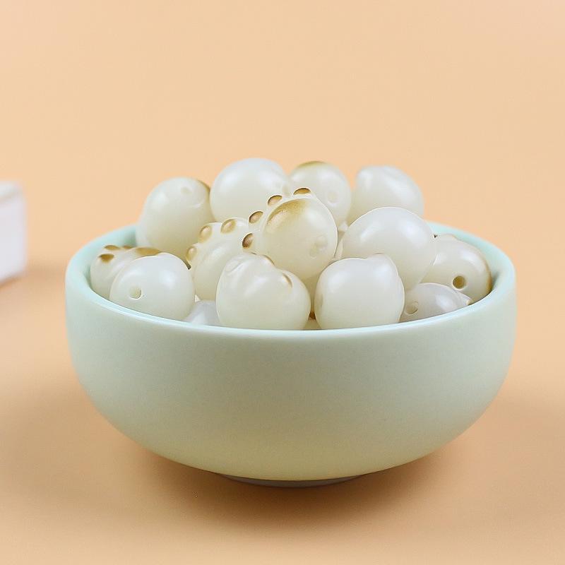 Charcoal-Grilled Cat Paw White Jade Bodhi Bead Bracelet for DIY Beading & Accessories