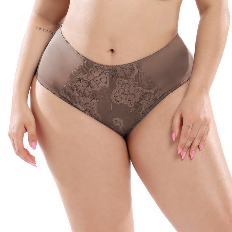 Women Plus Size Breathable Hip-Hugging Panties Mid Waist Print Solid Color Sexy Comfortable Brief L 1Xl 2Xl 3Xl 4Xl 5Xl