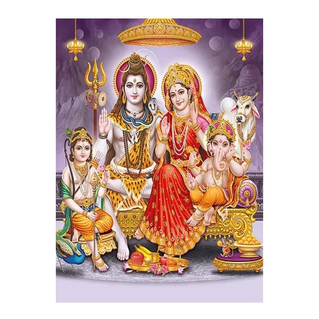 Religion Elephant God India Hinduism Ganesha Painting Canvas Durga Golden Zari Art Poster Prints Living Room Home Decor Pictures