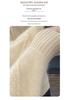 Women's Heavyweight Wool Cable Knit Sweater - Half-High Collar Loose Pullover