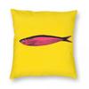 Pink Sardine Fish Square Pillowcase Polyester Linen Velvet Printed Zip Decor Pillow Case Home Cushion Cover