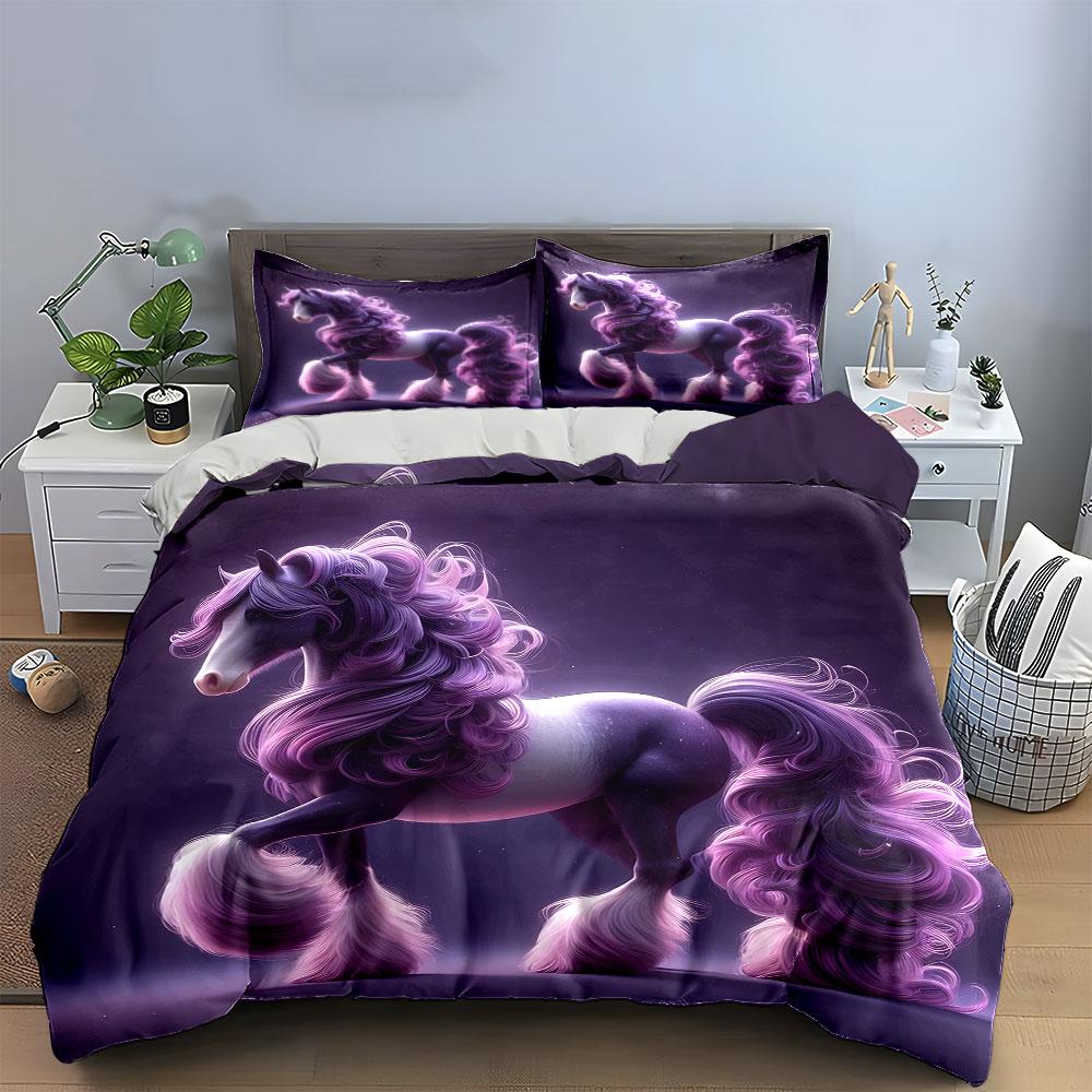 Fantasy Horse Art Decor Set Soft Comfortable Duvet Cover Bedding Set Included 1*Duvet Cover & 2*Pillowcases, Gift
