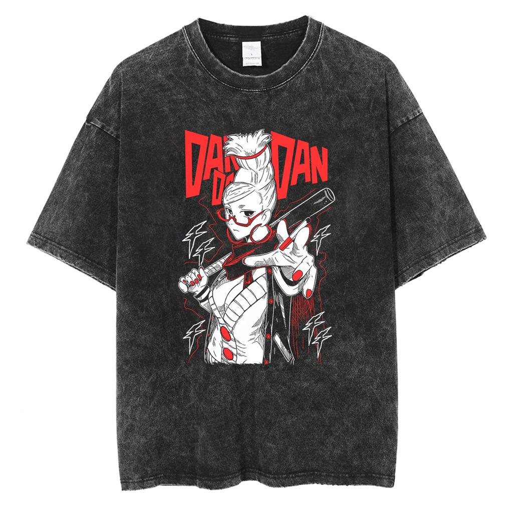 Anime Dandadan Ayase Momo Okarun Graphic T Shirt Men Women Manga Tshirt Washed Cotton Tee Harajuku Male Vintage Casual Tshirt