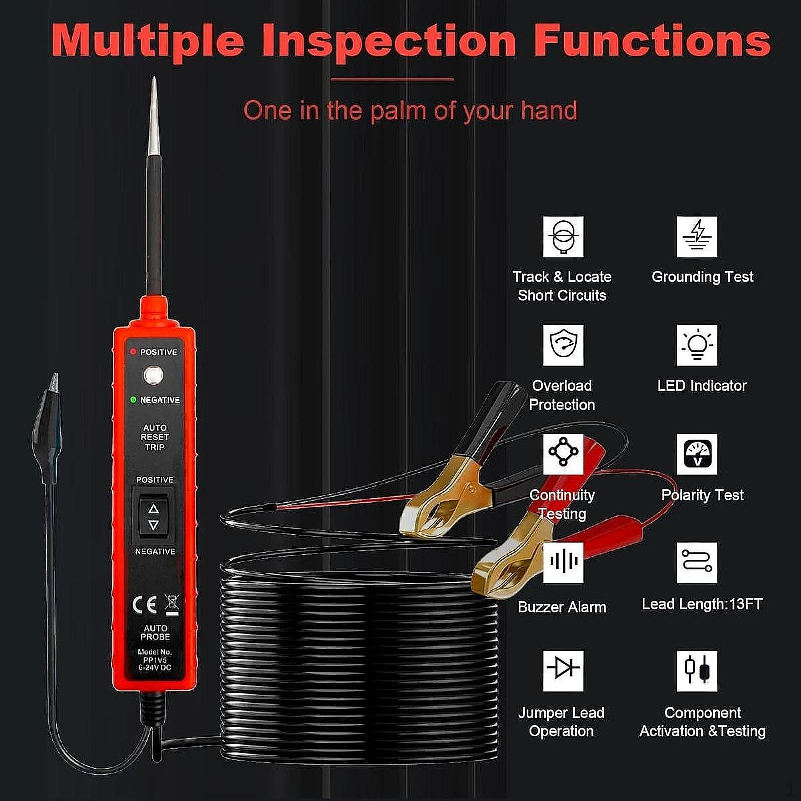 

Автомобильный тестер цепей, питание 6-24 В, премиум-класса красный