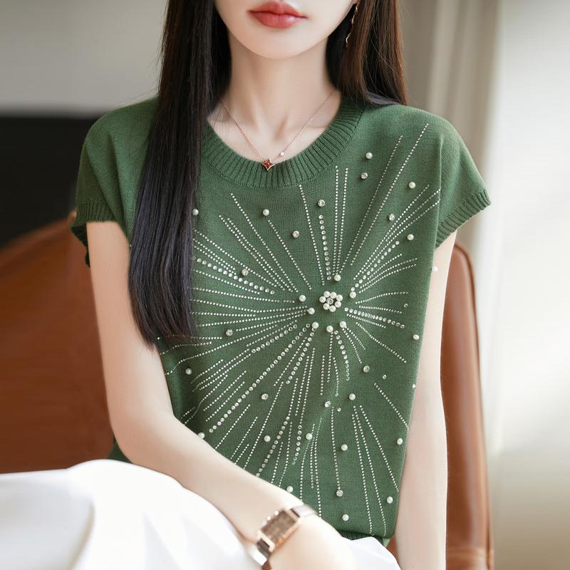 Women Knit T-shirt MODERN NEW SAGA Summer Knitted Shirt Short Sleeve Tees O-neck Pullover Knit Tops