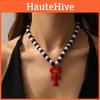 Small Lobster Pendant Necklace With Black And White Beads For Women Summer Fashion