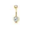 Double-headed Round Three-Prong And Four-Prong Diamond-Studded Belly Button Ring Stainless Steel European- Belly Button Stud