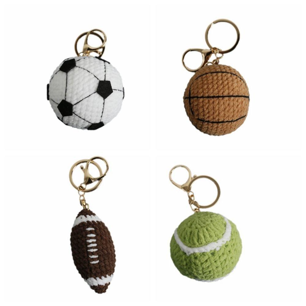 Billiards Rugby Knitting Basketball Keychain Handmaking Sport Ball Pendant Backpack