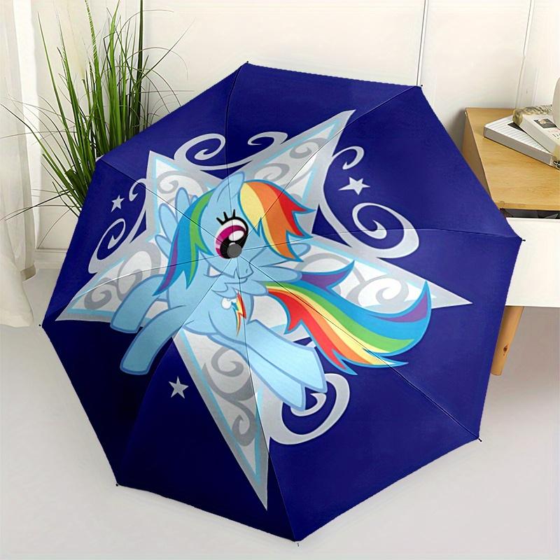 

1pc Rainbow Dash Automatic Folding Umbrella - Portable 3-Fold Design, 8-Rib Outdoor Umbrella, Festival Gift for Fans, Travelers, Daily Use, Perfe