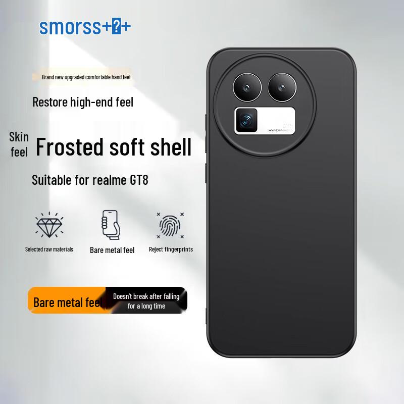 

Smorss Realme GT8 Matte Black Protective Case