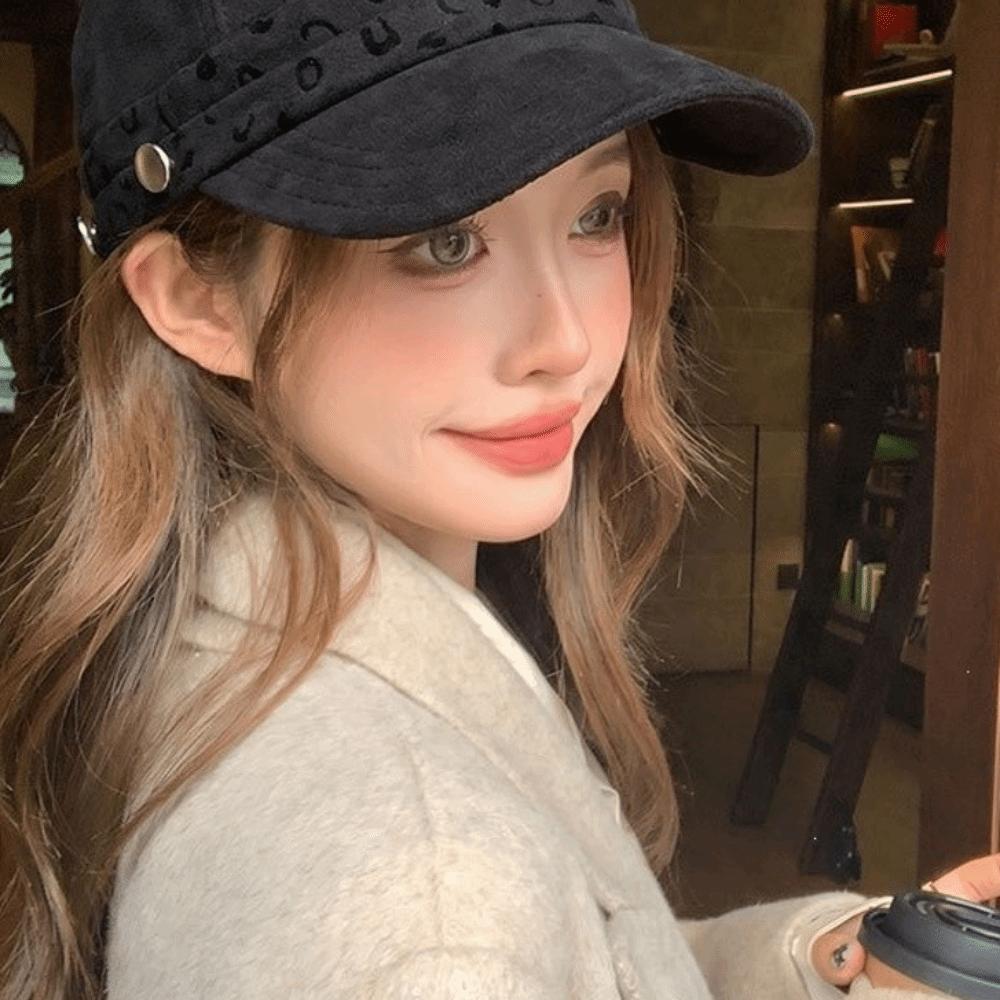 Vintage Sun Hat Suede Cap 56cm To 58cm Head Size Curved Brim Hat Leopard Baseball Cap  Daily Wear