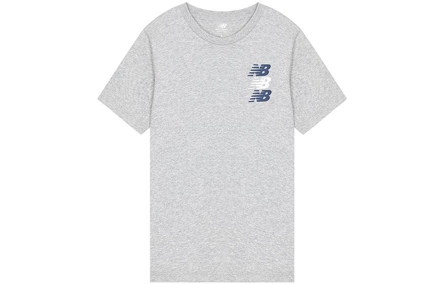 Мужские футболки New Balance Серые с круглым вырезом Умеренный прямой крой MT21905-AG XXL