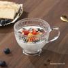 Embossed Sunflower Glass Breakfast Bowl with Handle, Large Capacity Yogurt or Cereal Bowl, Ins Style.