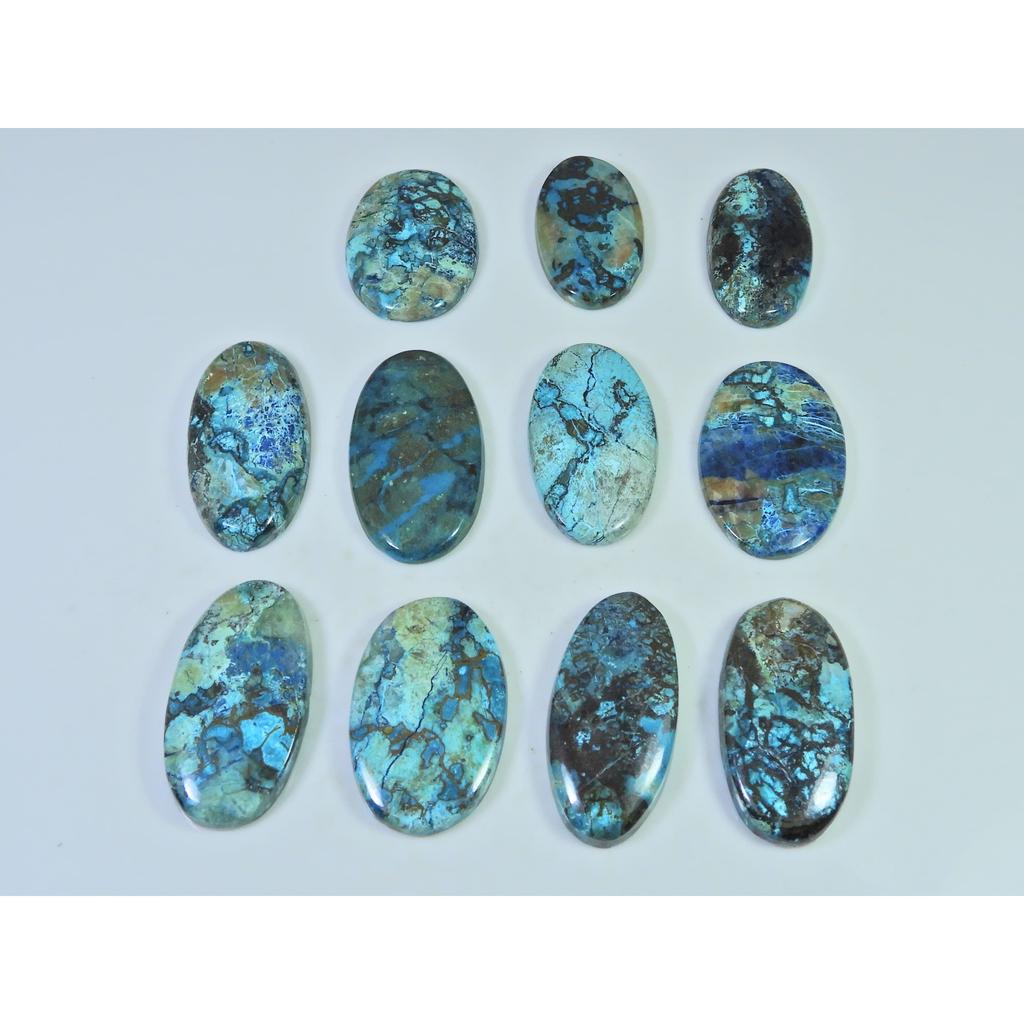 253Cts.. Natural Shattuckite Azurite Oval Cabochon Loose Gemstone 11Pcs Lot C-569