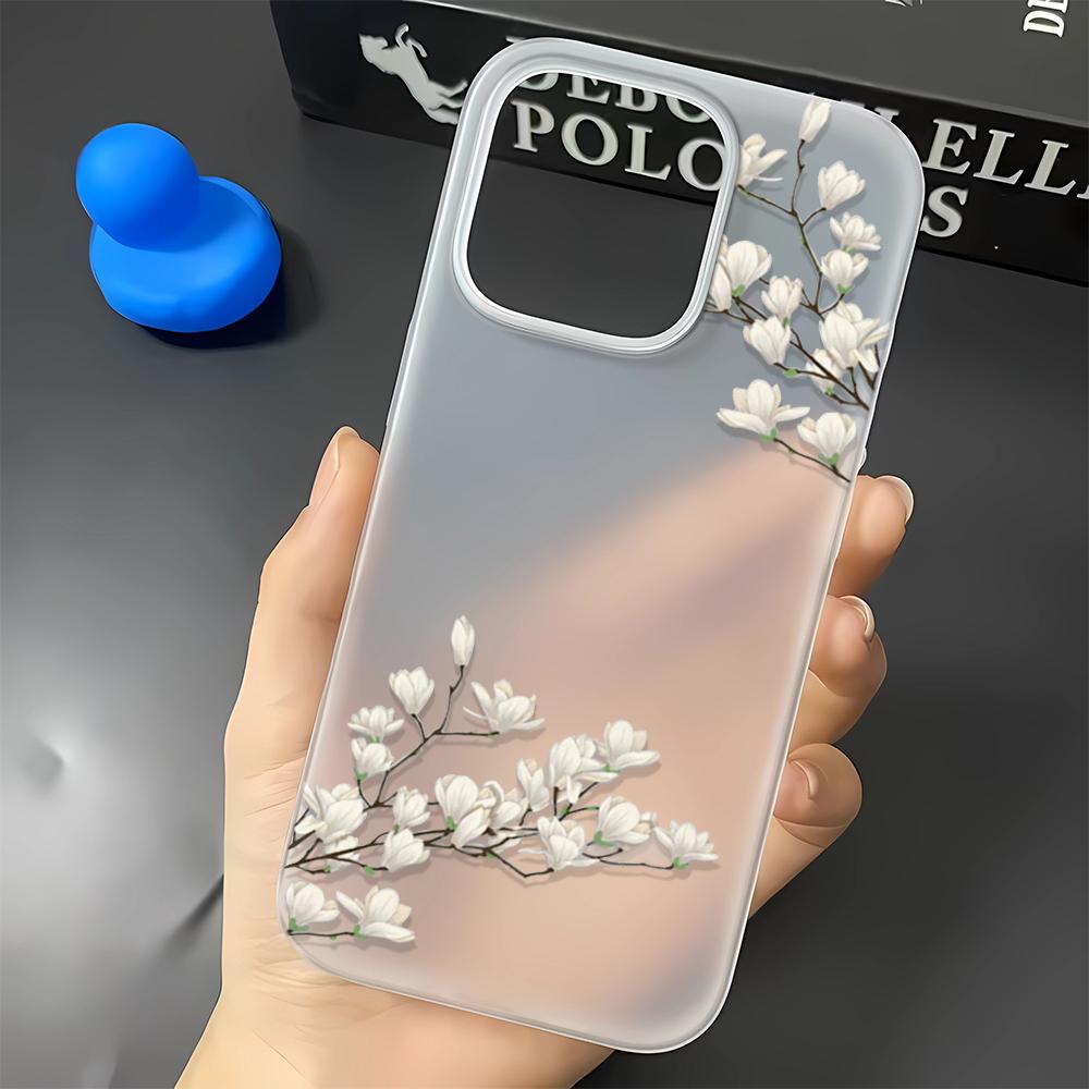 Heavy Duty Phone Case For Iphone 11 Pro Max 13 14 15 Plus 16 17 Air 12 Soft Tough White Magnolia Flower Shell Elegant Cover