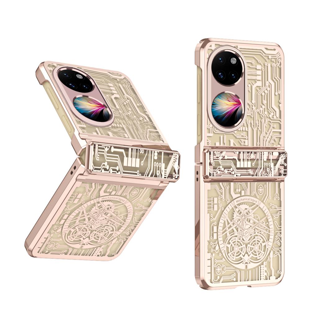 For Huawei P50 Pocket 5G case Mechanical Legend Plating Case for Huawei P50 Pocket Hinge Folding Full protective Phone Cover