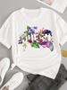 (Asian Size) sweet flower feather Short Sleeve T-shirts Women's Top T Female Print  Fashion O-neck Casual Clothing  Graphic Tee