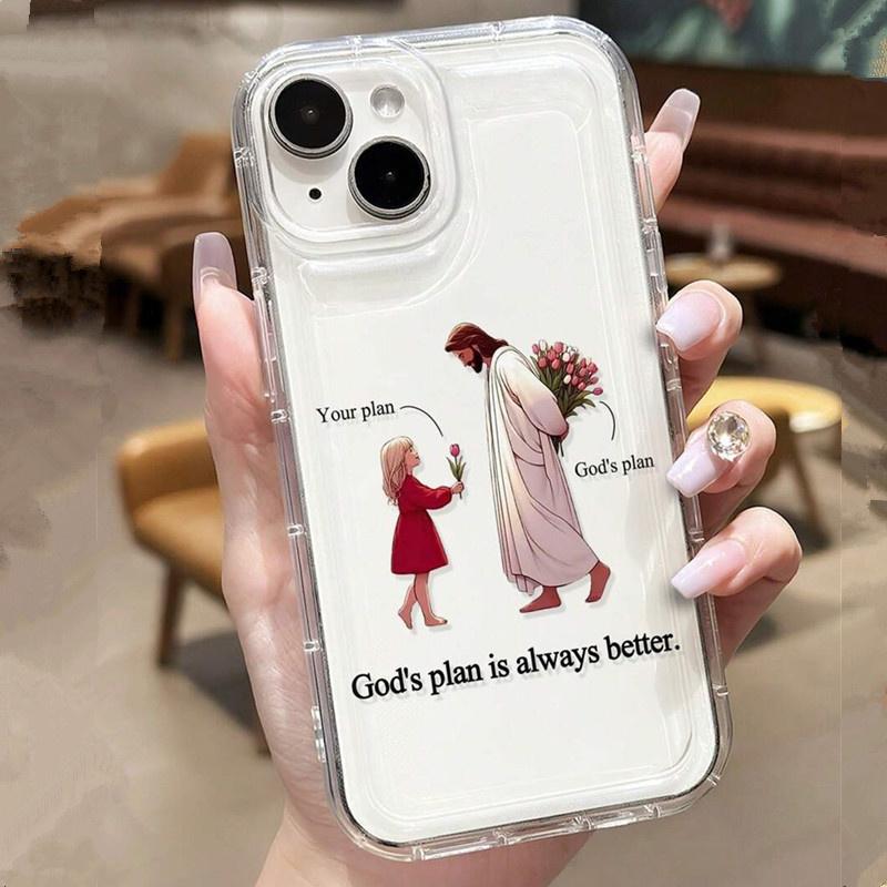 Minimalist Slogan Jesus Girl Tulip Phone Case for iPhone 16E 16 15 14 Pro Max Plus 11 12 13 XR 7 8 Plus SE2 Shockproof Tpu Cover