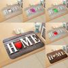 1Pc Wood Grain HOME Heart Shape Print Door Mat Washable Home Decor Carpet Living Room Bedroom Kitchen Rug Garden, Patio, Balcony