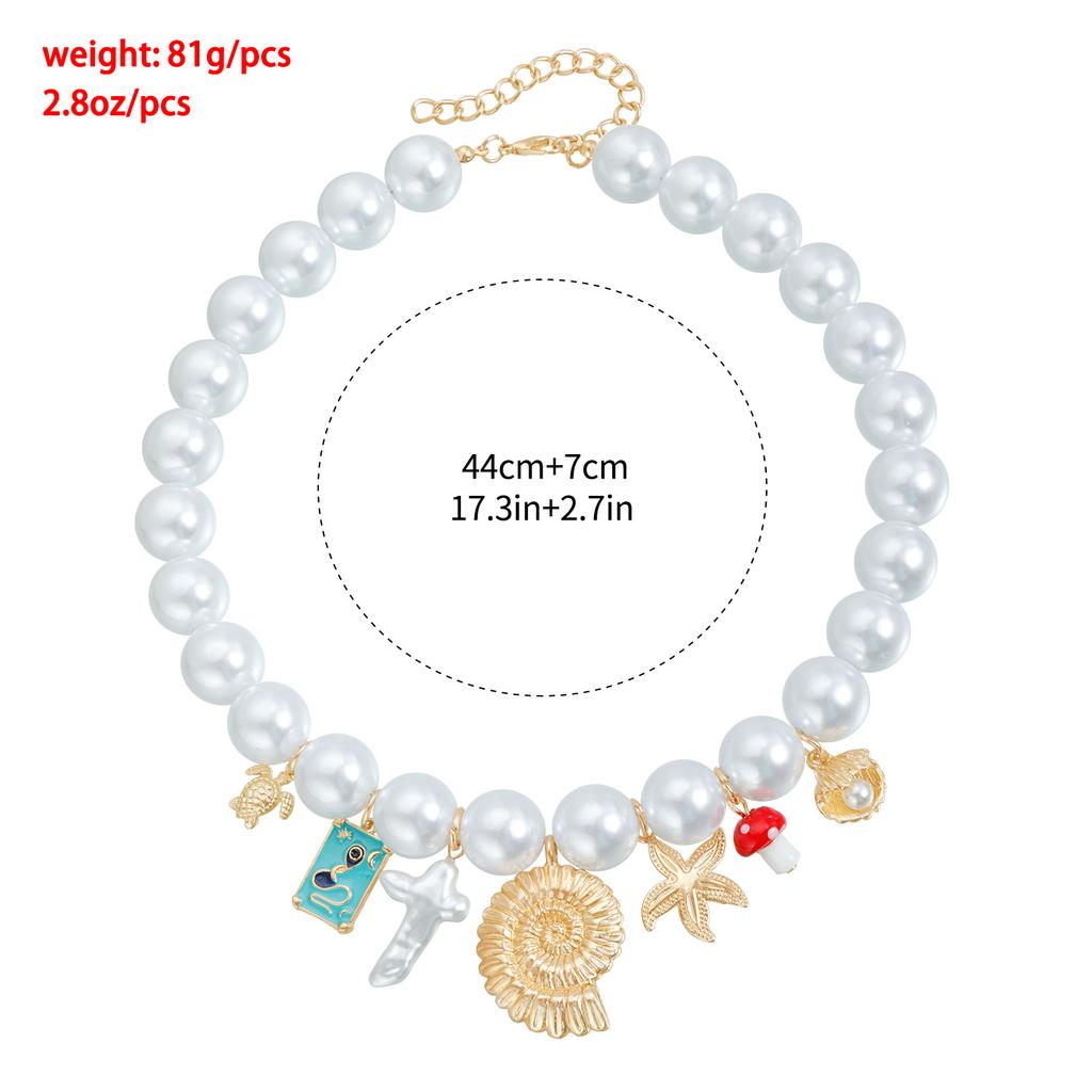 Muschel Seestern Schlüsselbein Anhänger Simulation Perlenkette Schmuck Strandurlaub Statement Halskette