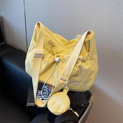 Korean Style Large Capacity Canvas Tote Bag - 2025 Autumn Pleated Niche Shoulder Crossbody Bag