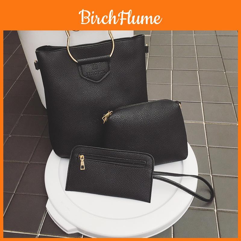 Creativo Coreano Europeo e Americano Semplice Gatto Ferro Borsa a Mano Set da Tre Pezzi Morbido Materiale PU