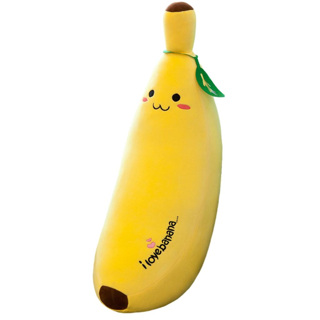 Pernă Moale de Pluș cu Fructe 80cm Pernă Mare Realistă de Banană cu Bumbac de Cristal Elastic Pluș Cadou Anul Nou Ziua Îndrăgostiților
