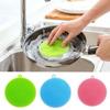 Round Silicone Dishwashing Brush and Heat-Resistant Cleaning Pad for Fruits & Vegetables