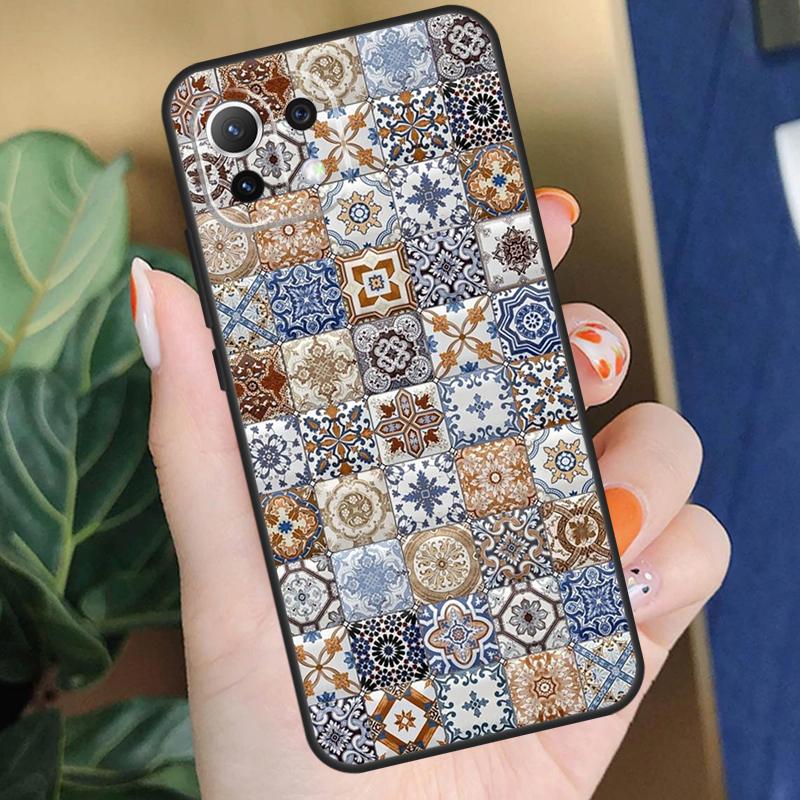Boho Tile Mosaic Aesthetic Case For Xiaomi 15 14 Ultra 13T 14T 15T Pro 17 Pro Max POCO X7 X5 X6 F5 F6 F7 F8 Pro Coque