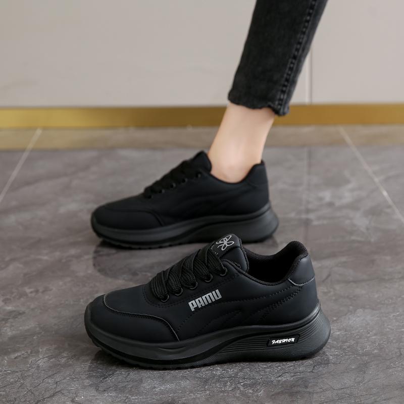 CRLAYDK Fashion Women's Lightweight Sneakers Leather Platform Lace Up Shoes Comfortable Casual Walking Sport Tennis for Ladies