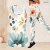Women Plus Size Two Piece Set Scoop Neck Sleeveless Floral Printed Longline Tank Top Fitted Pants
