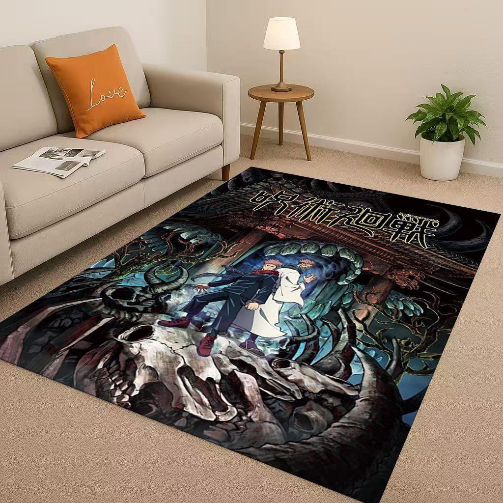 Anime Jujutsu Kaisen Cartoon Itadori Yuj Living Room Non-Slip Area Rug Carpet for Bedroom Playroom Sofa,Home Decor Doormat KID