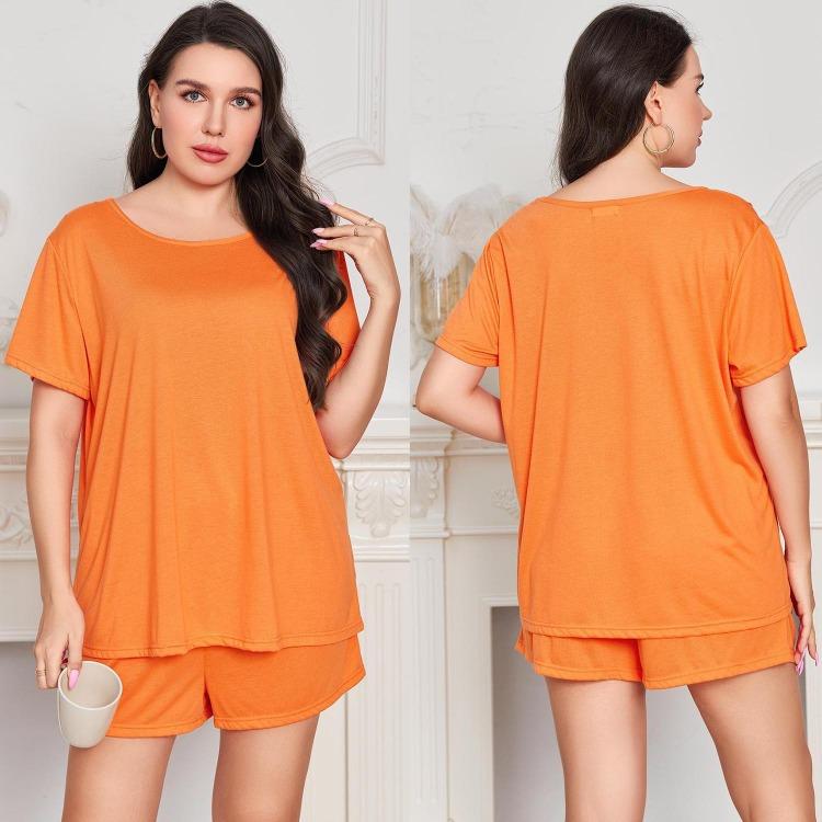 Oversized Summer Pajama Set for Women Plus Size Sleep Lounge Wear Short Sleeve Shirt and Short Pants Round Neck Two Piece