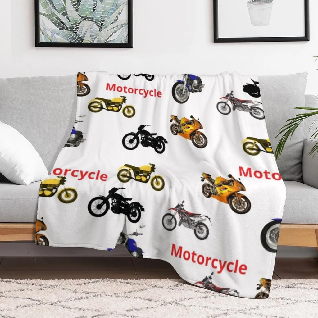 New Motorcycles World Throw Blanket Warm Plush Fuzzy Blanket for Living Room