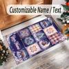 Teddy Bear Theme Crystal Velvet Rug Personalized Custom Name Text Soft Floor Mat Home Decor