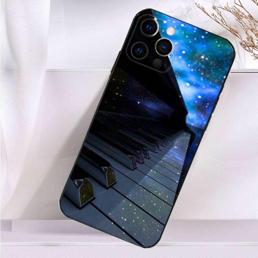 Keyboard Art Piano Phone Case For iPhone 16,15,14,13,12,11 Plus,Pro Max,XS,X,XR,SE,Mini,8,7 Soft Silicone Black Cover